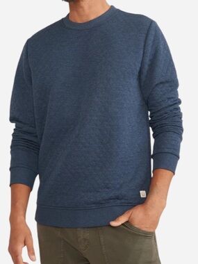 Marine Layer Corbet Quilted Crewneck Sweatshirt Navy Blue Size Large